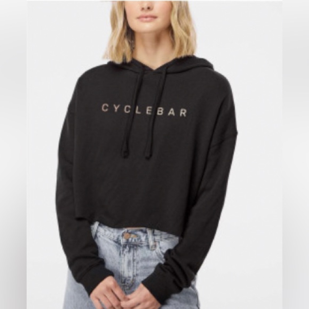 Cyclebar Lightweight Crop CB Hoodie in Black